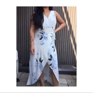 Dynamite Floral Wrap Midi Dress